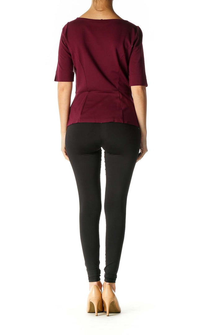 Burgundy Asymmetrical Shoulder Top