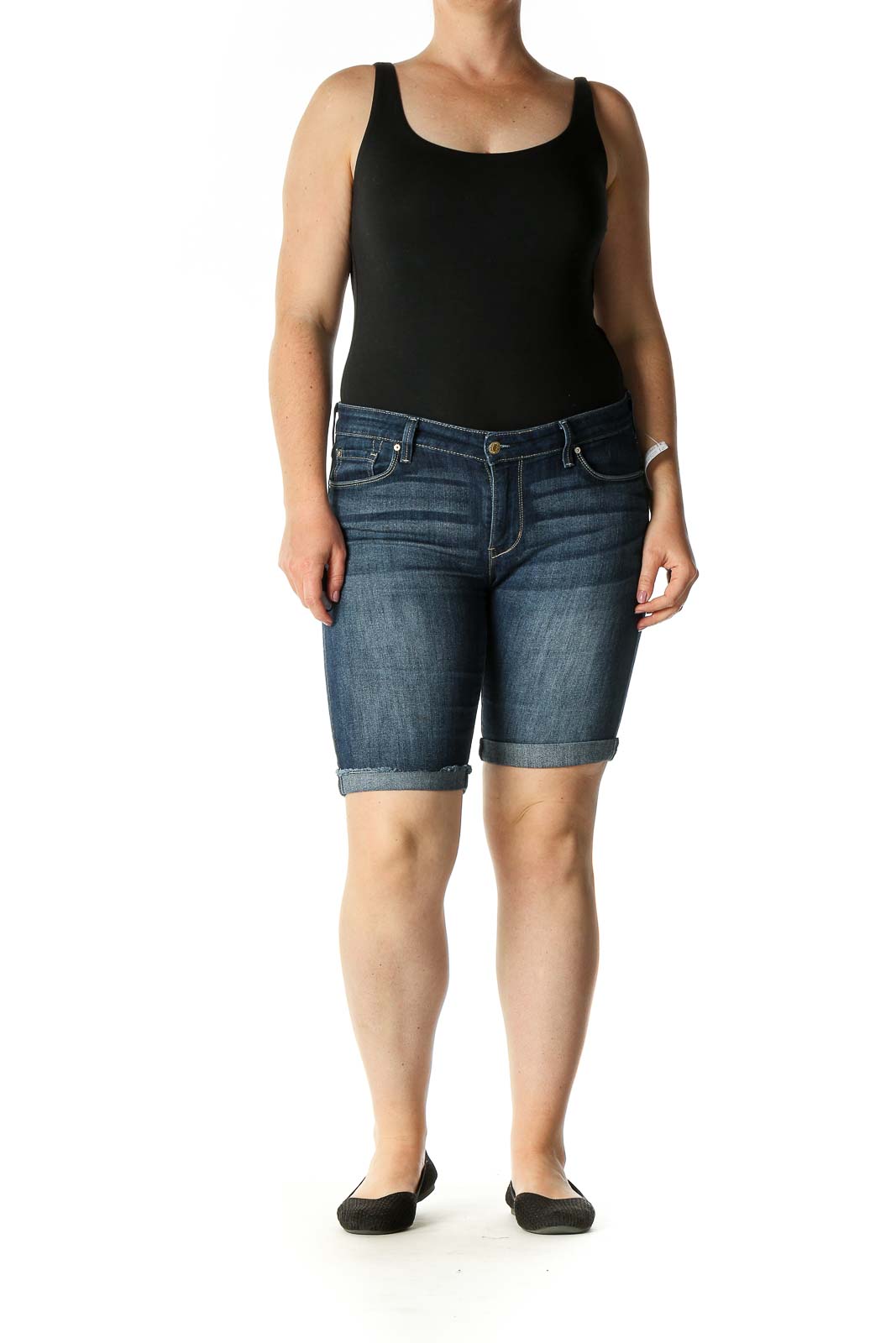 Blue Solid Casual Shorts