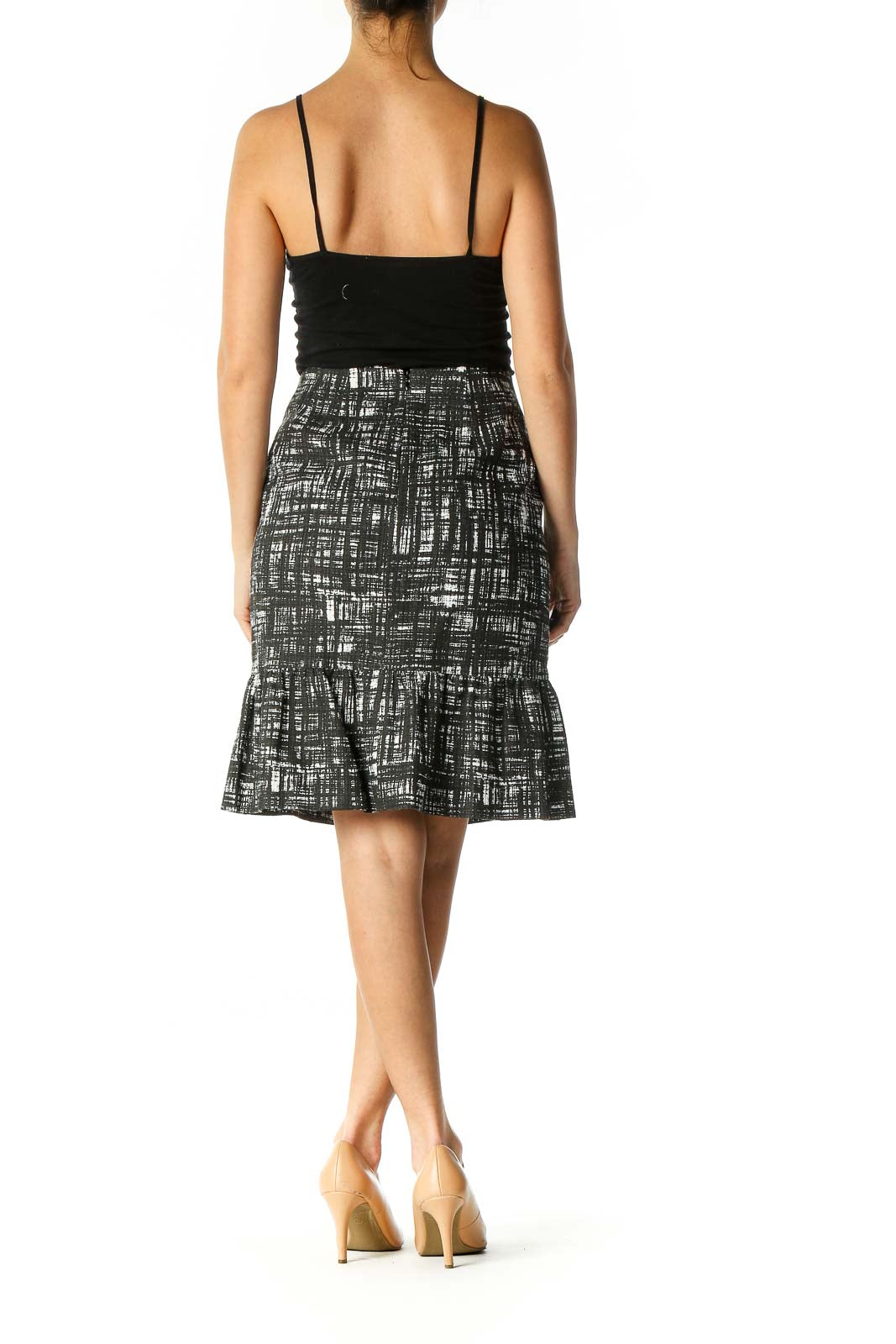 Black Graphic Print Casual A-Line Skirt