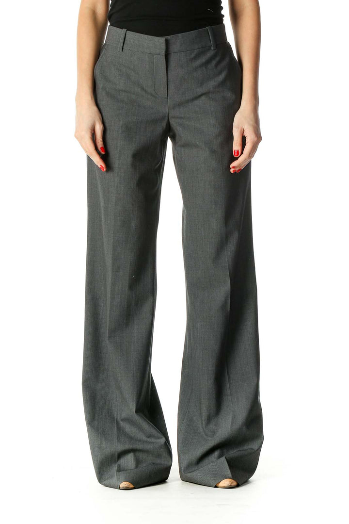 Gray Solid Classic Trousers