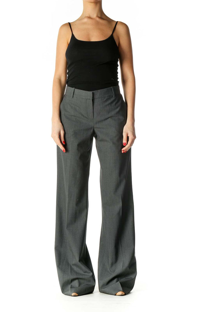 Gray Solid Classic Trousers