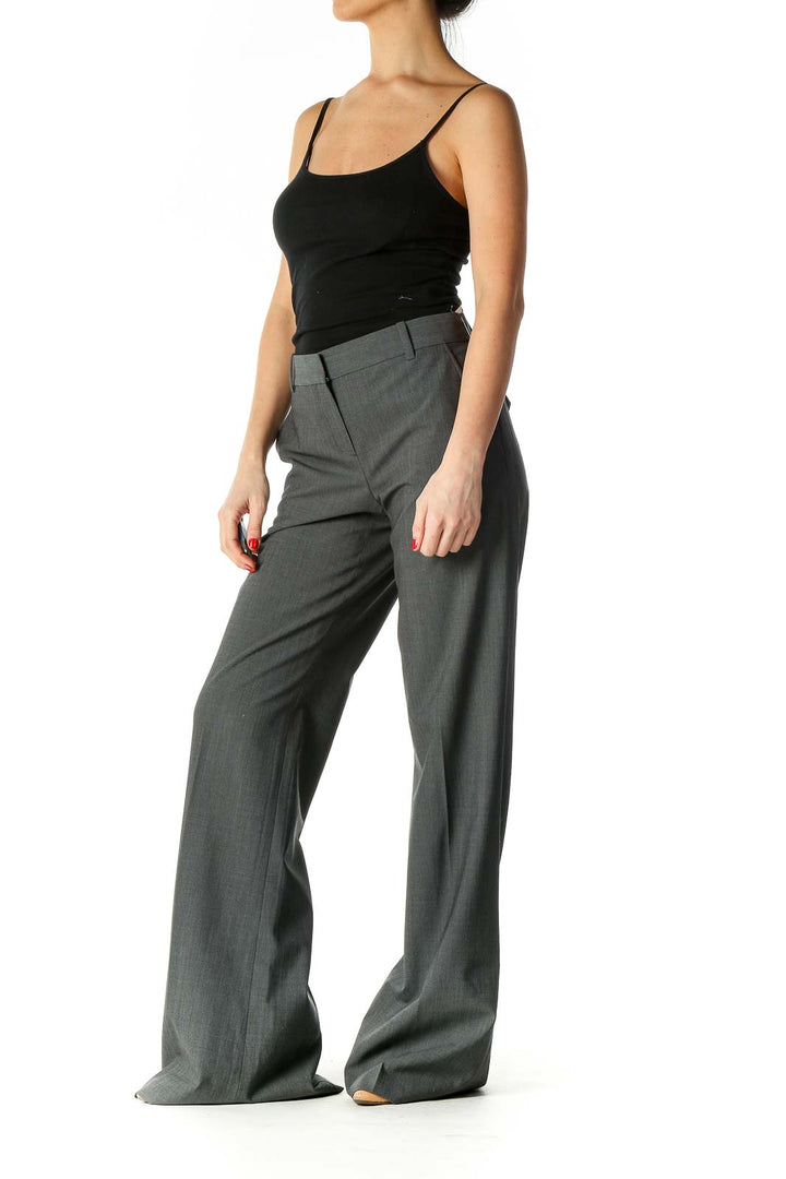 Gray Solid Classic Trousers