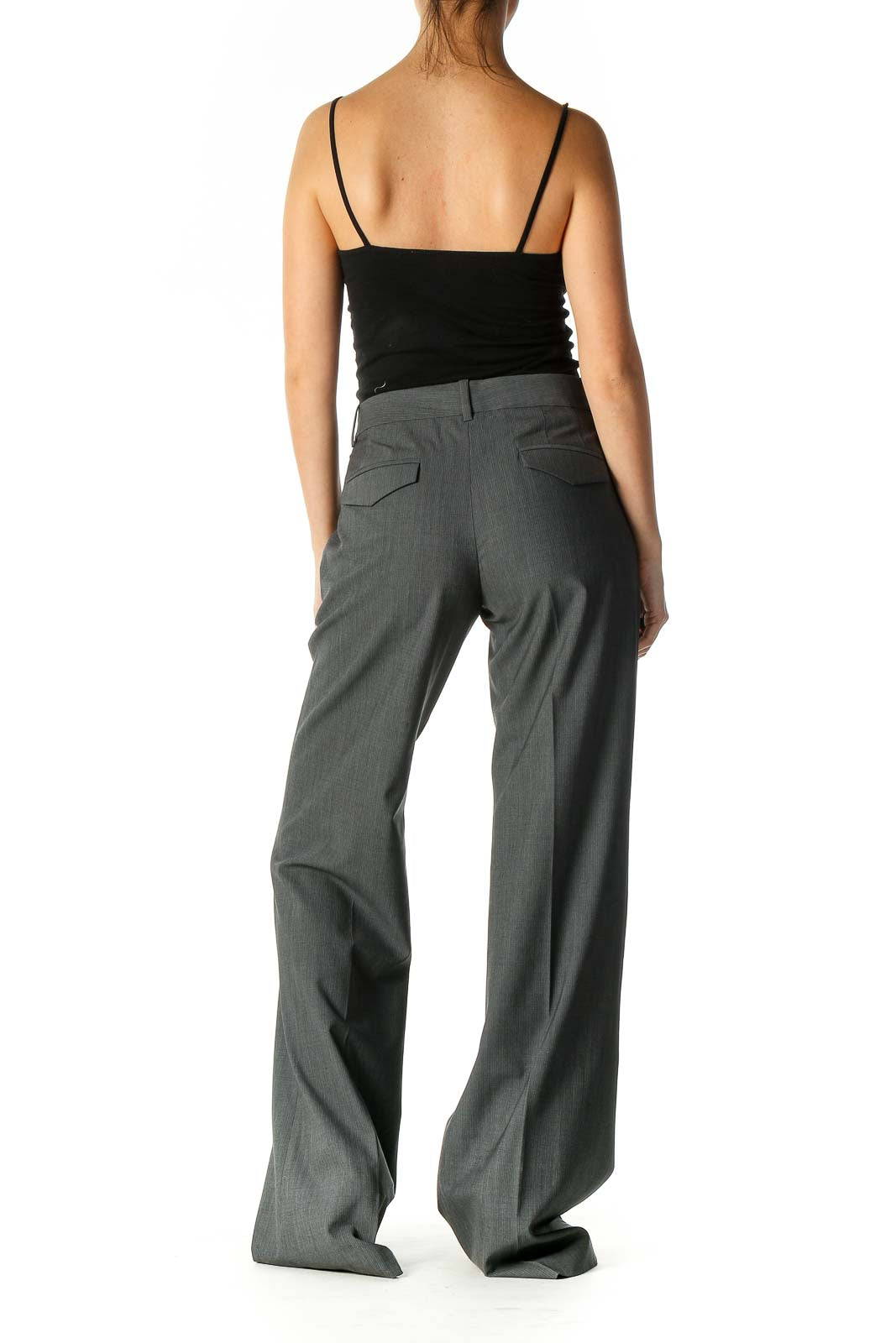 Gray Solid Classic Trousers