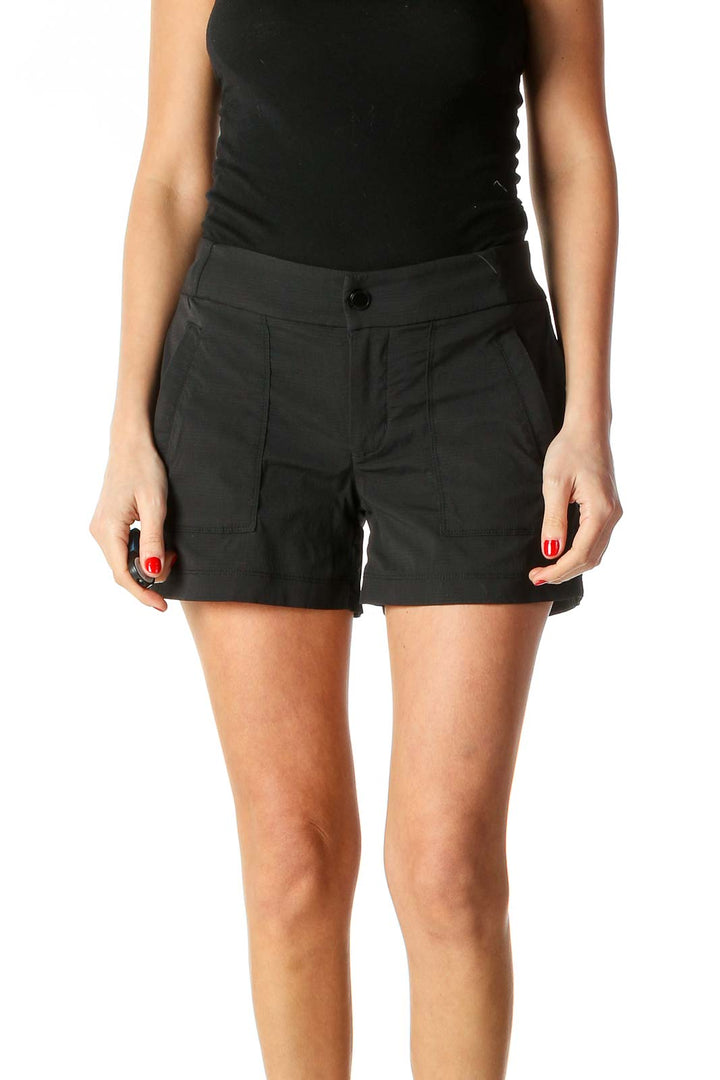 Black Solid Casual Shorts