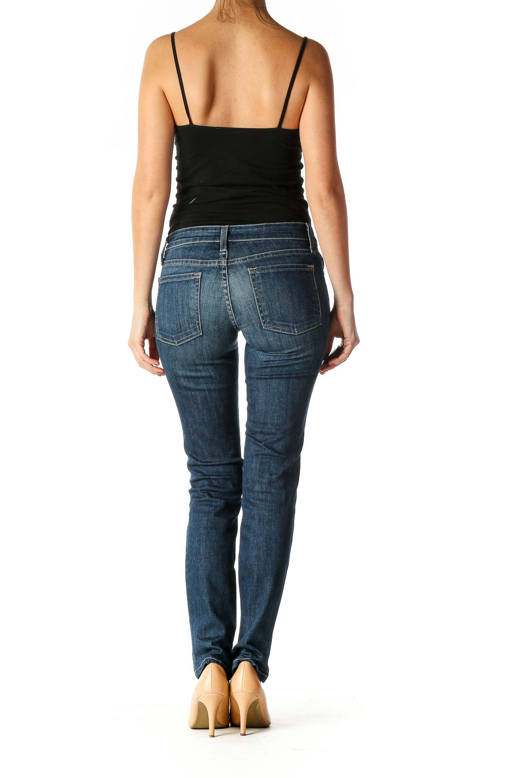 Blue Casual Straight Leg Jeans