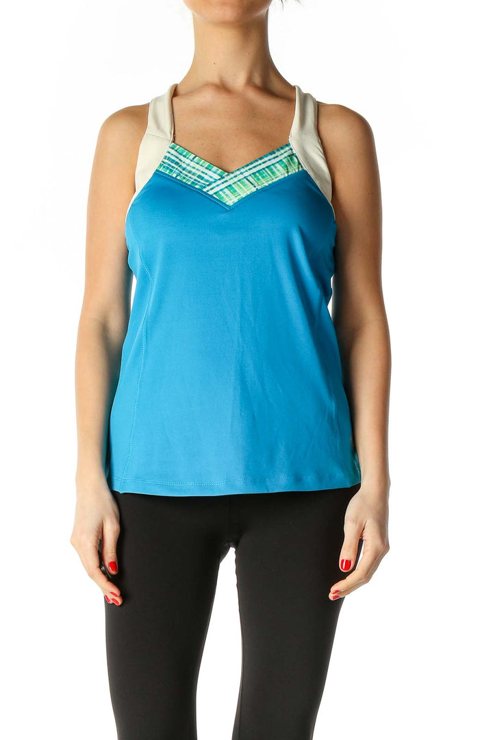 Blue Solid Holiday Tank Top