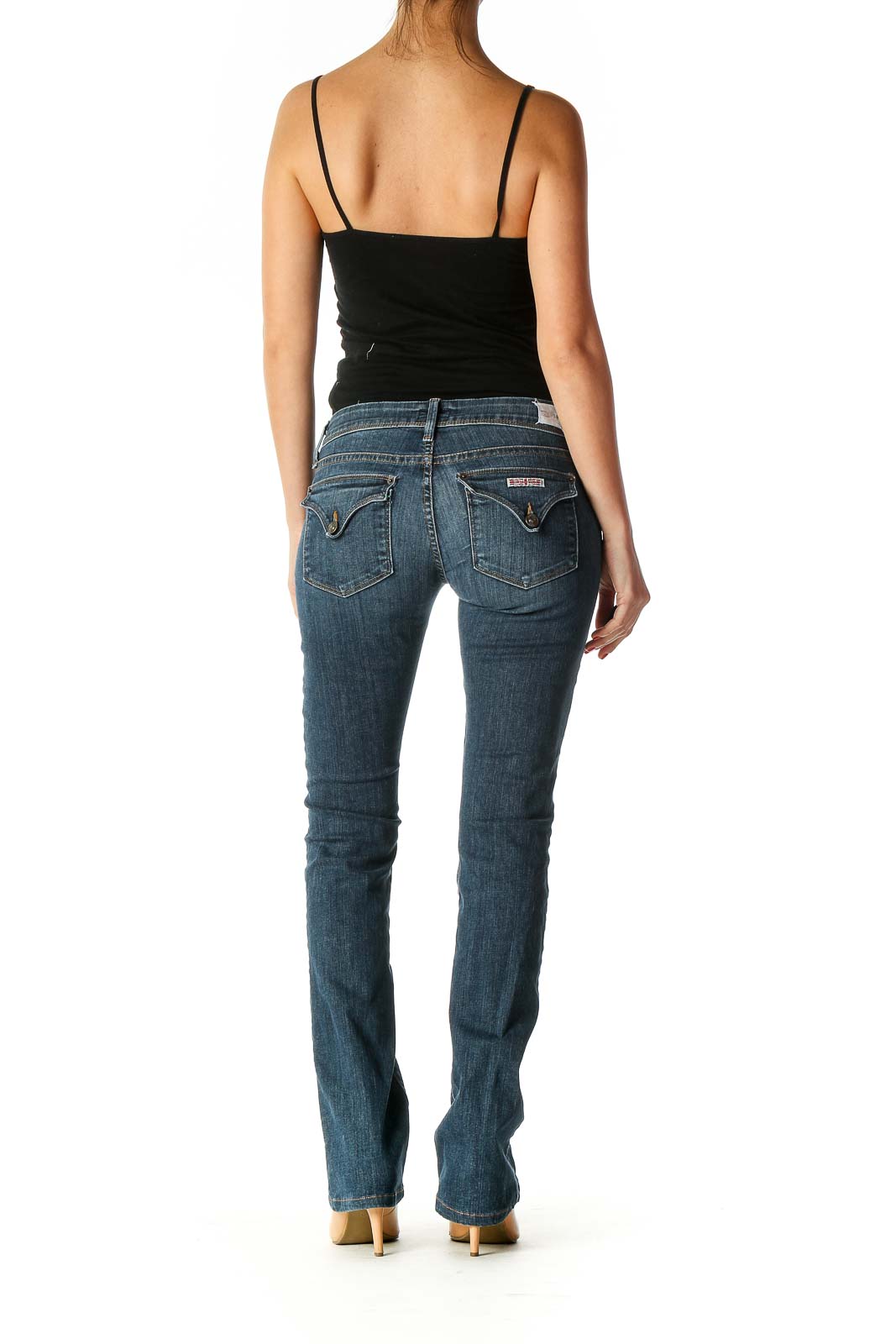 Blue Casual Straight Leg Jeans