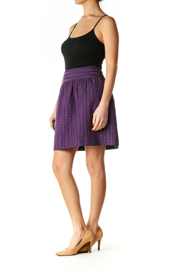 Purple Striped Chic Flared Skirt