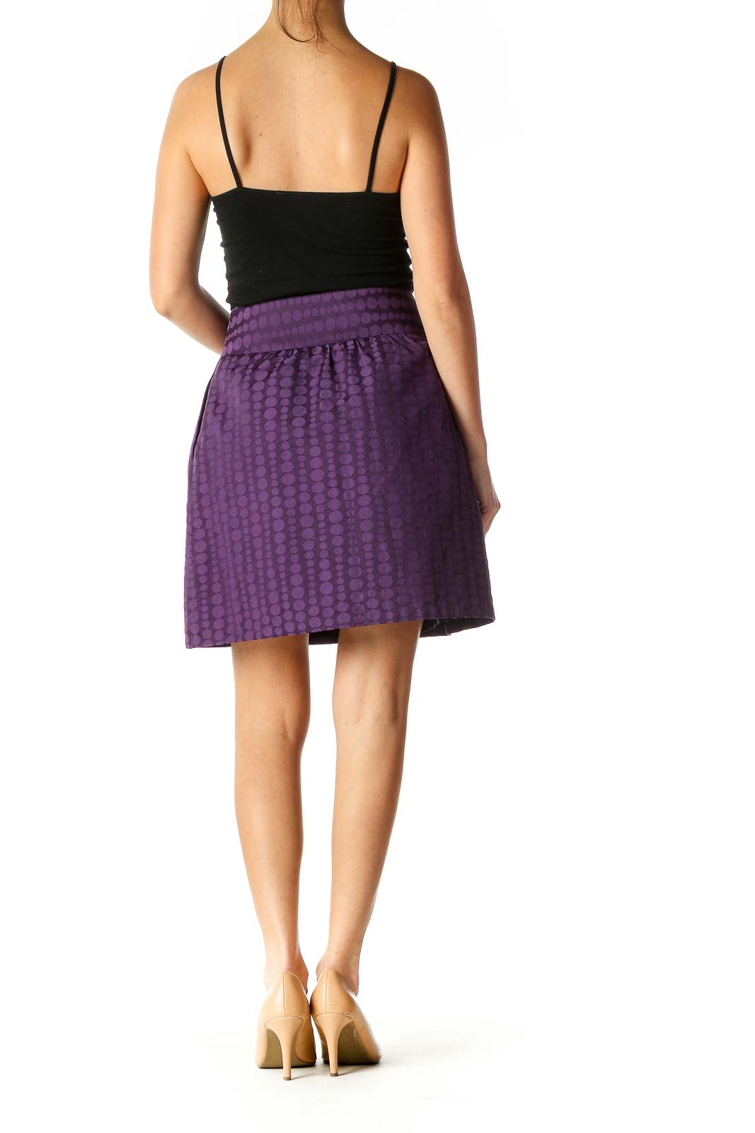 Purple Striped Chic Flared Skirt