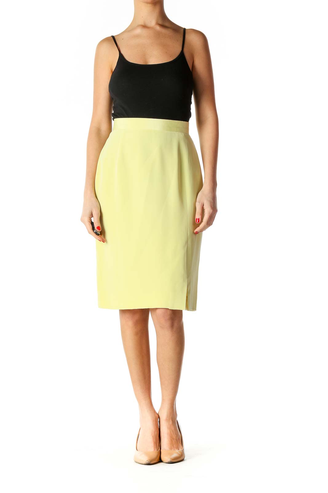 Yellow Solid Classic Silk Skirt