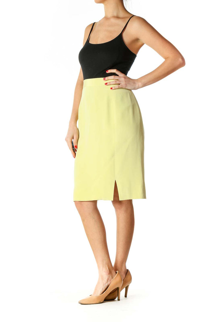 Yellow Solid Classic Silk Skirt