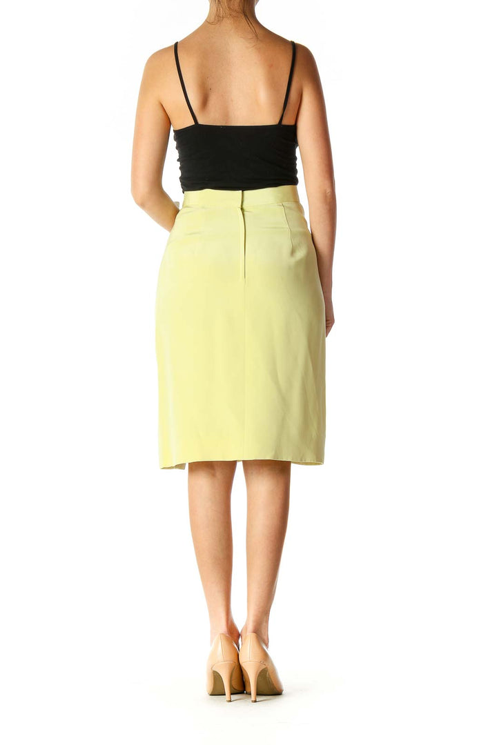 Yellow Solid Classic Silk Skirt