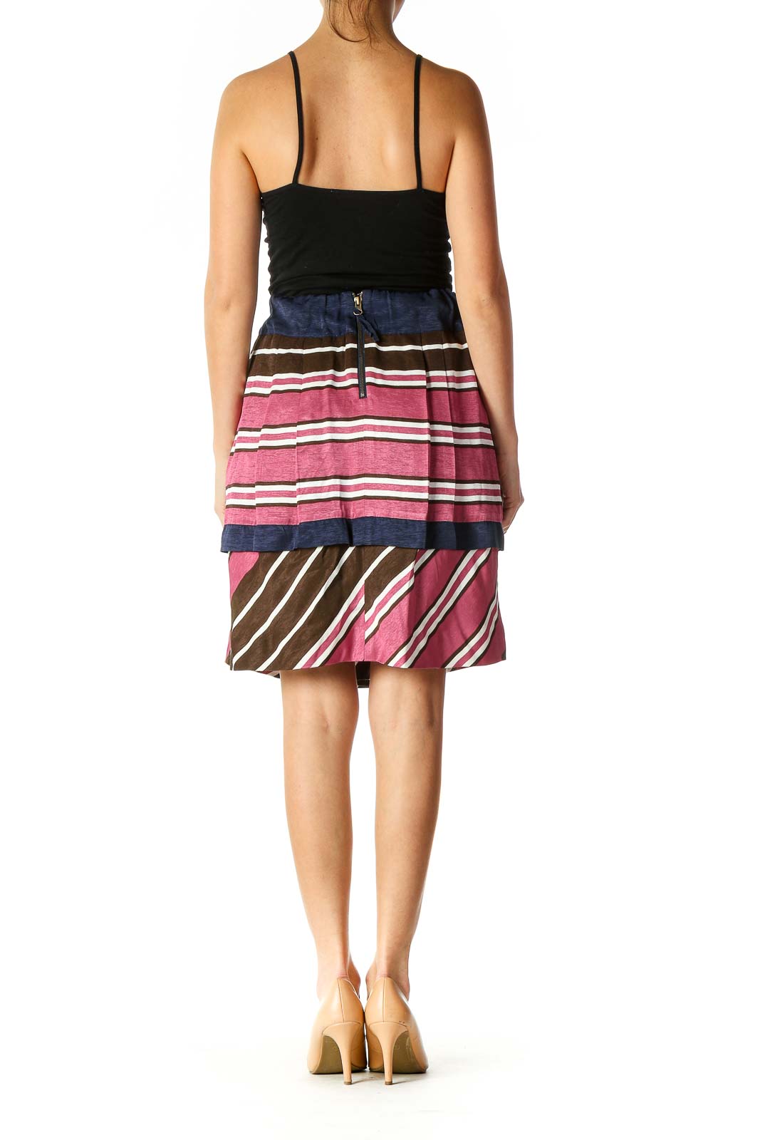 Pink Checkered Chic A-Line Skirt