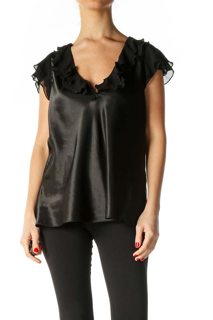 Black Solid Casual Blouse