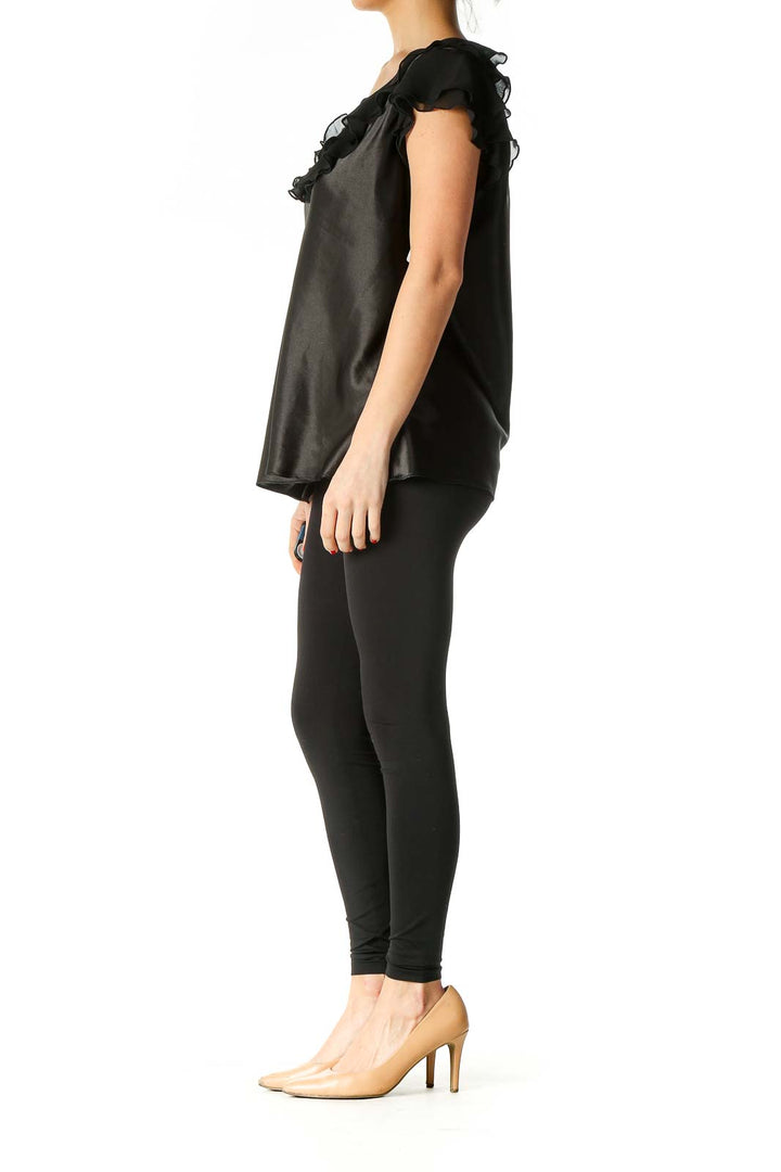 Black Solid Casual Blouse