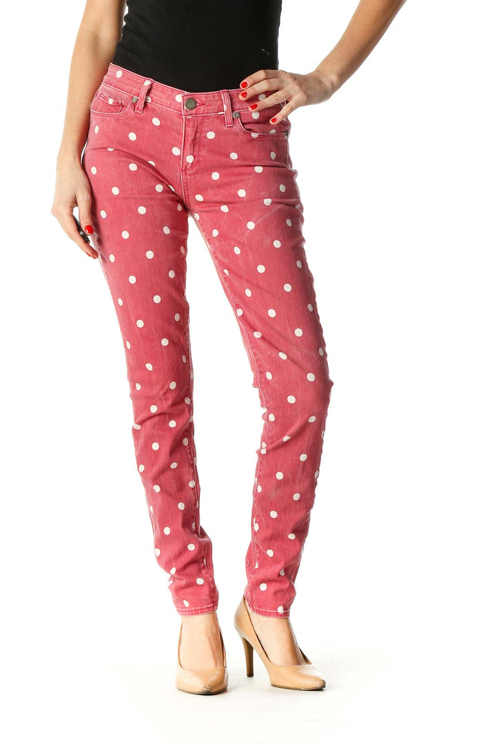 Pink Polka Dot Casual Trousers