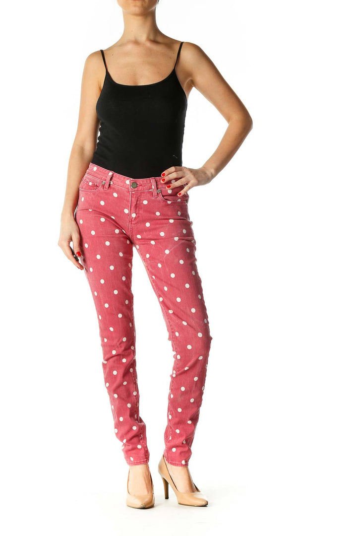 Pink Polka Dot Casual Trousers