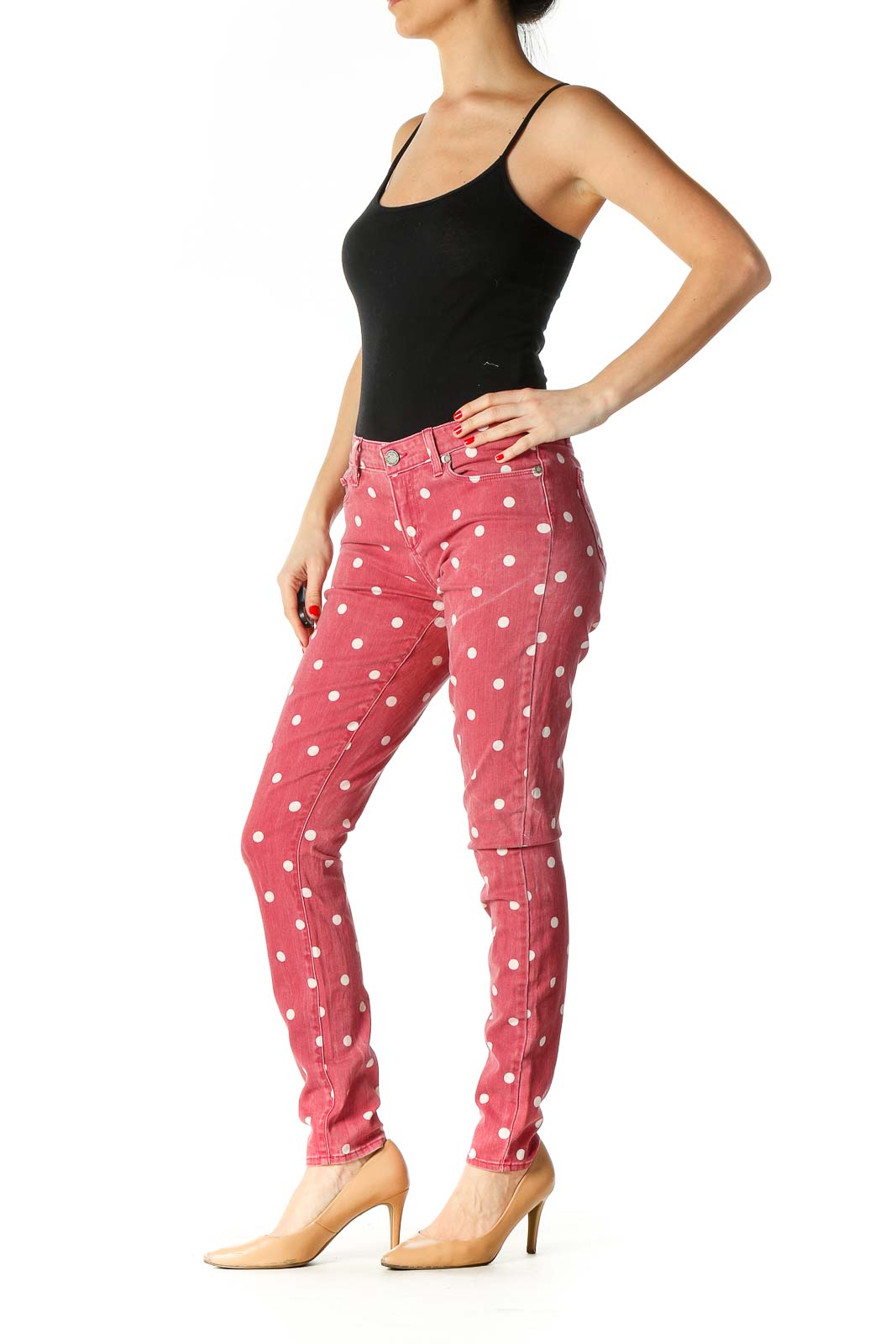 Pink Polka Dot Casual Trousers