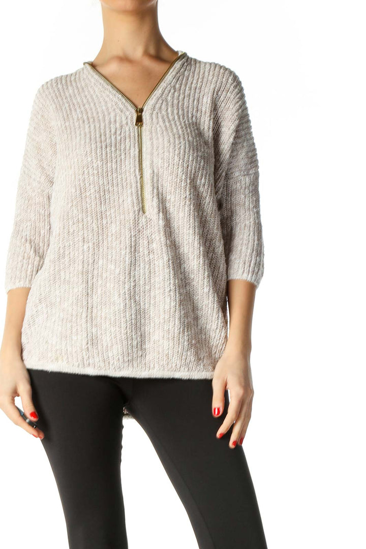 Beige Textured Sweater