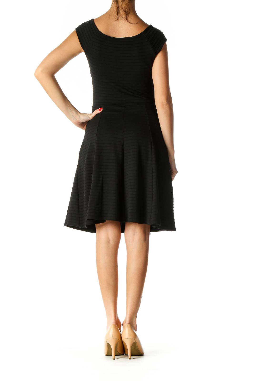 Black Solid Casual A-Line Dress