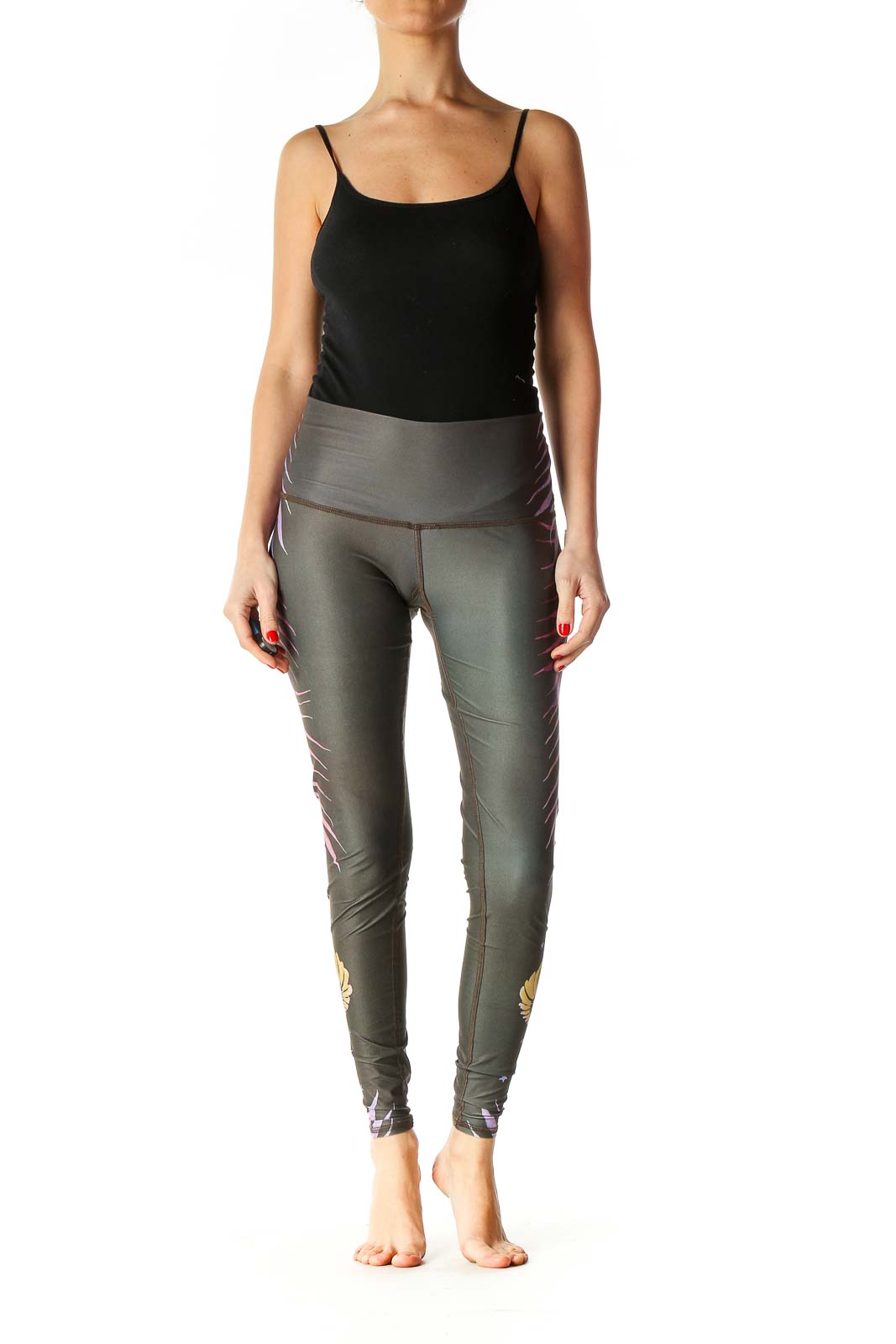 Gray Solid Casual Leggings