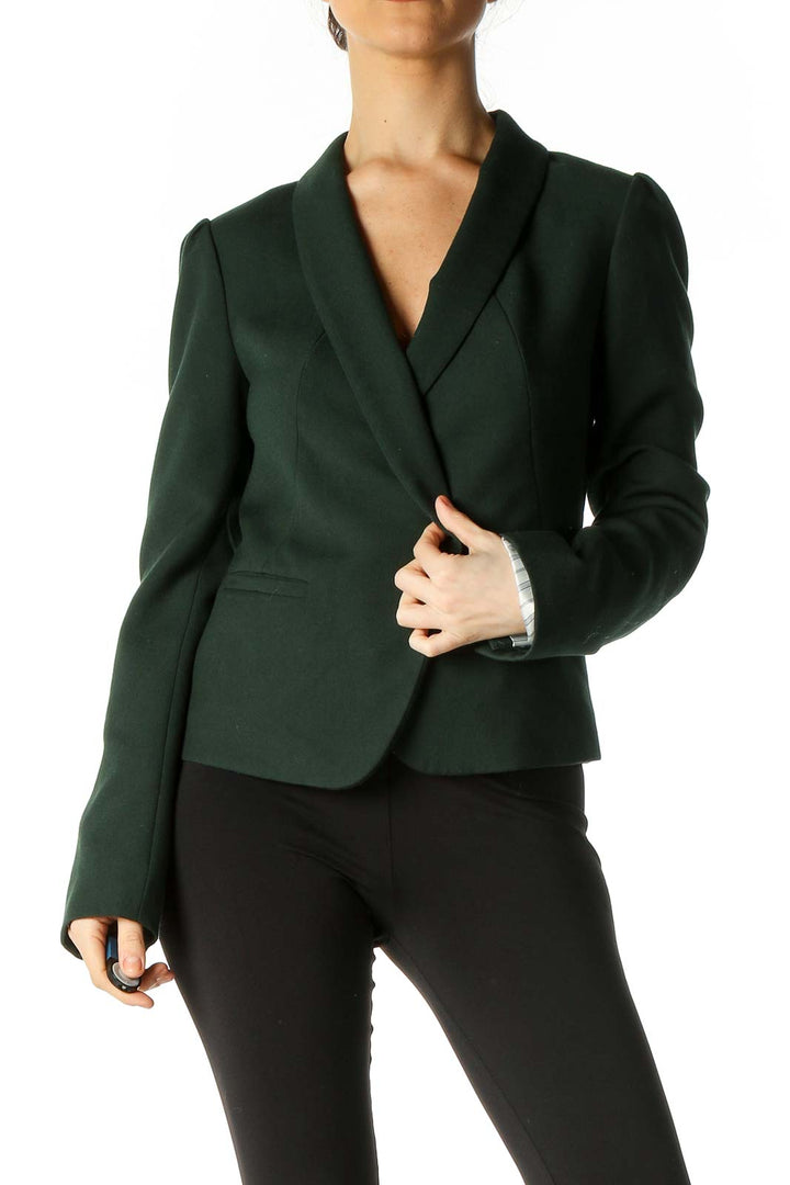 Green Solid Formal Blazer