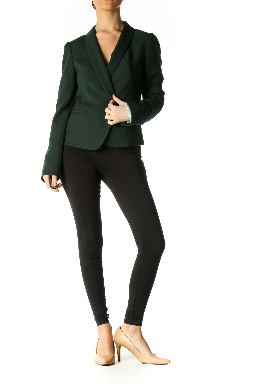 Green Solid Formal Blazer