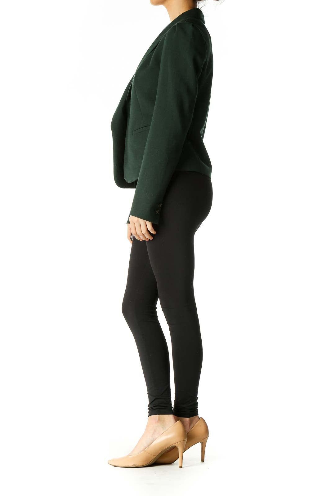 Green Solid Formal Blazer