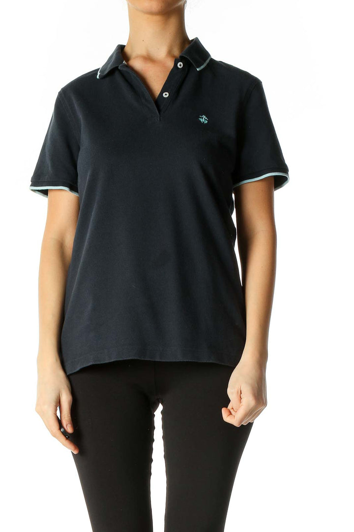 Black Solid Casual Polo Shirt