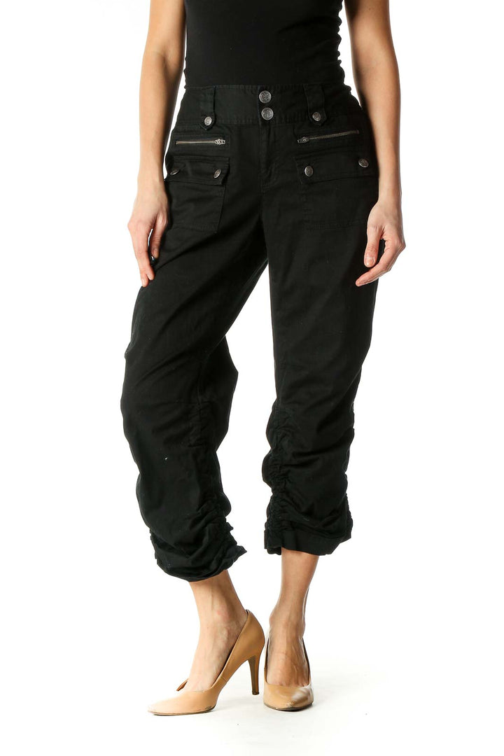 Black Solid Casual Trousers