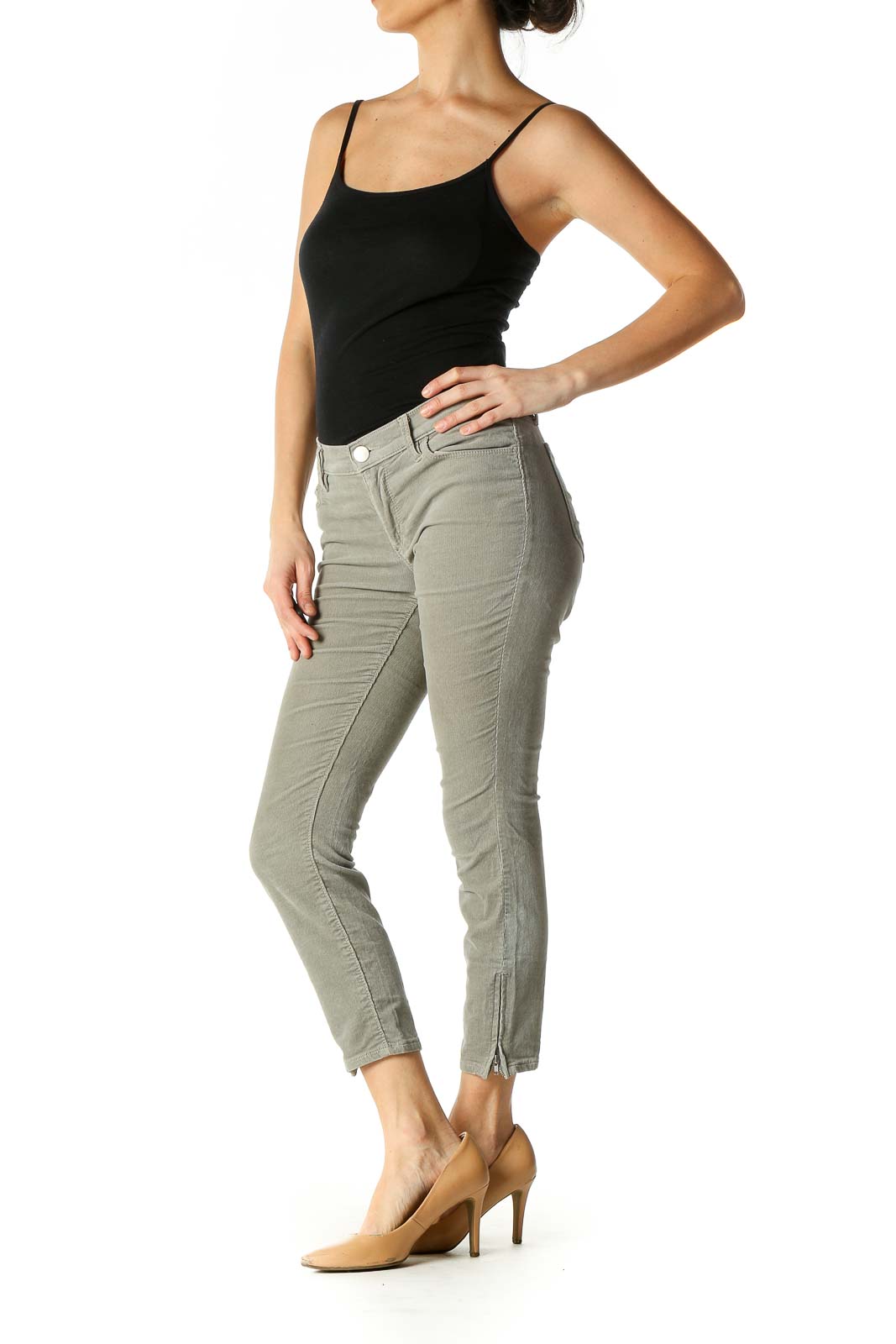 Gray Casual Straight Leg Jeans