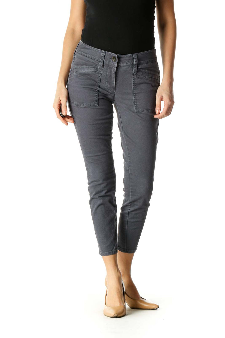 Gray Casual Straight Leg Jeans