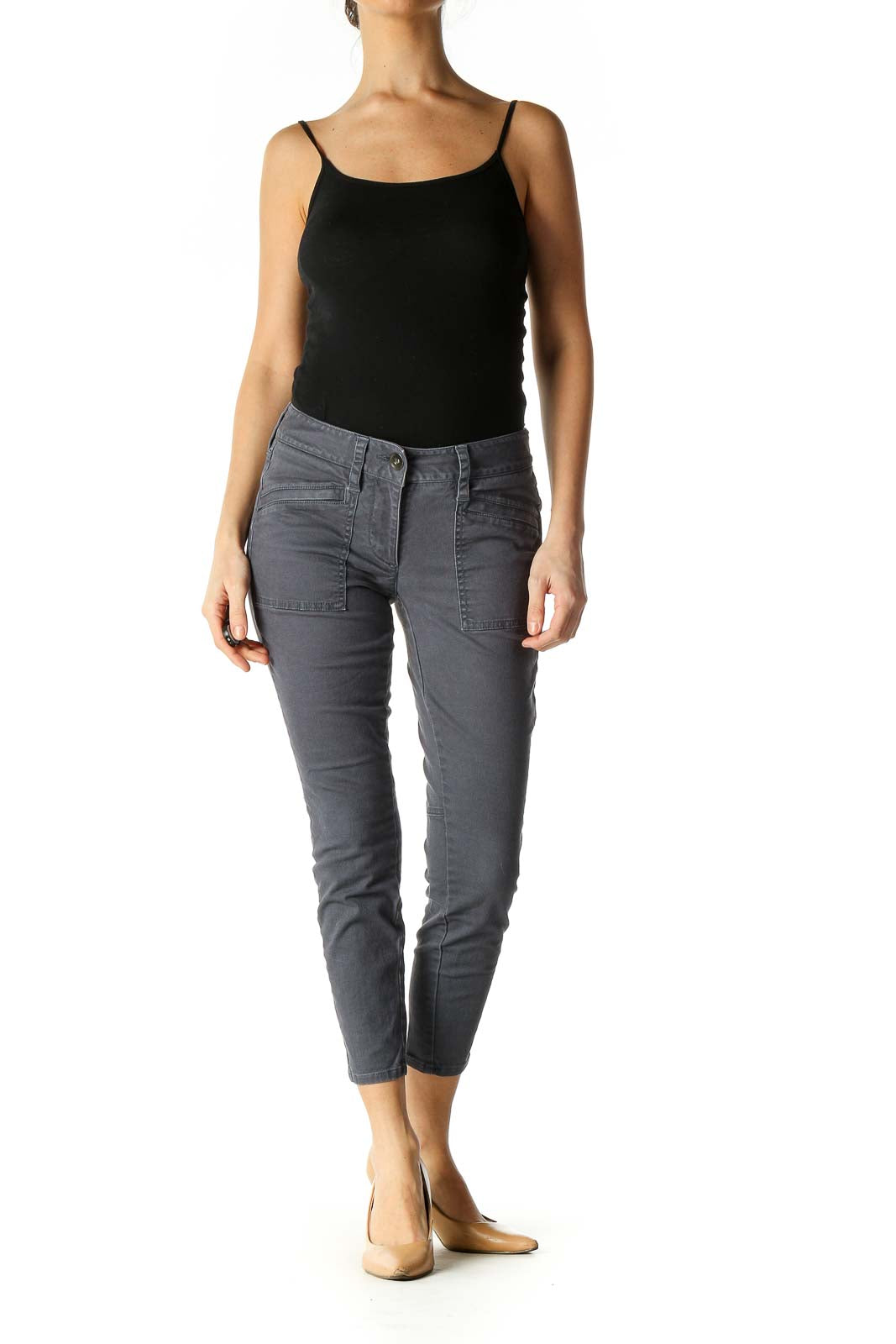 Gray Casual Straight Leg Jeans