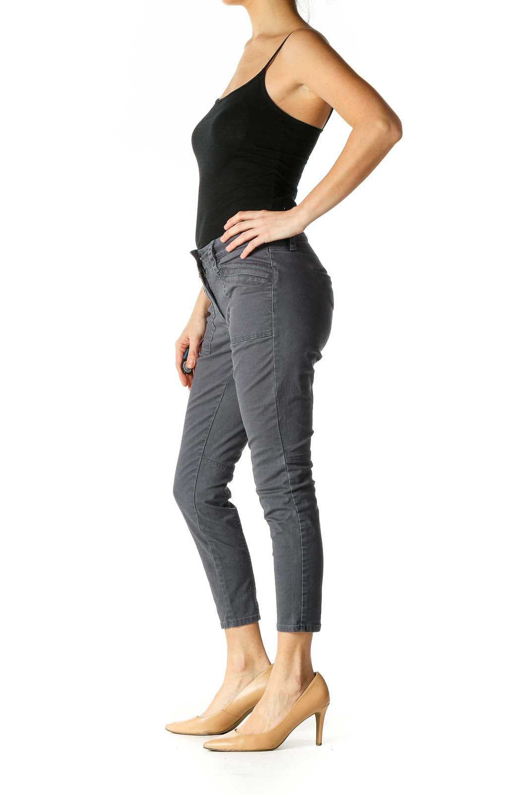 Gray Casual Straight Leg Jeans