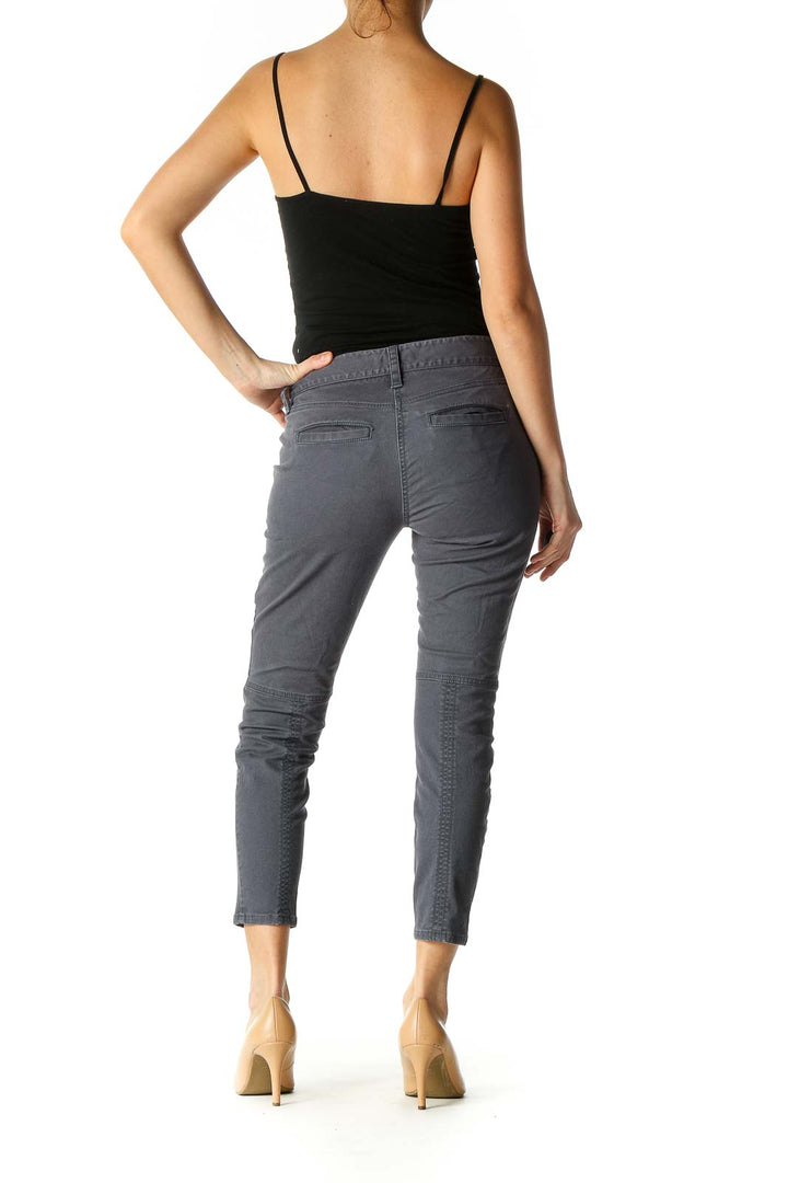 Gray Casual Straight Leg Jeans