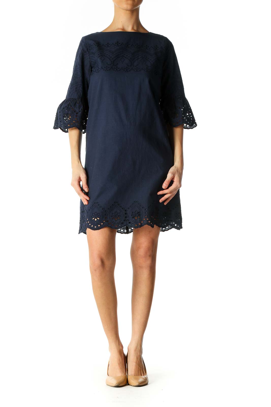 Blue Solid Shift Dress