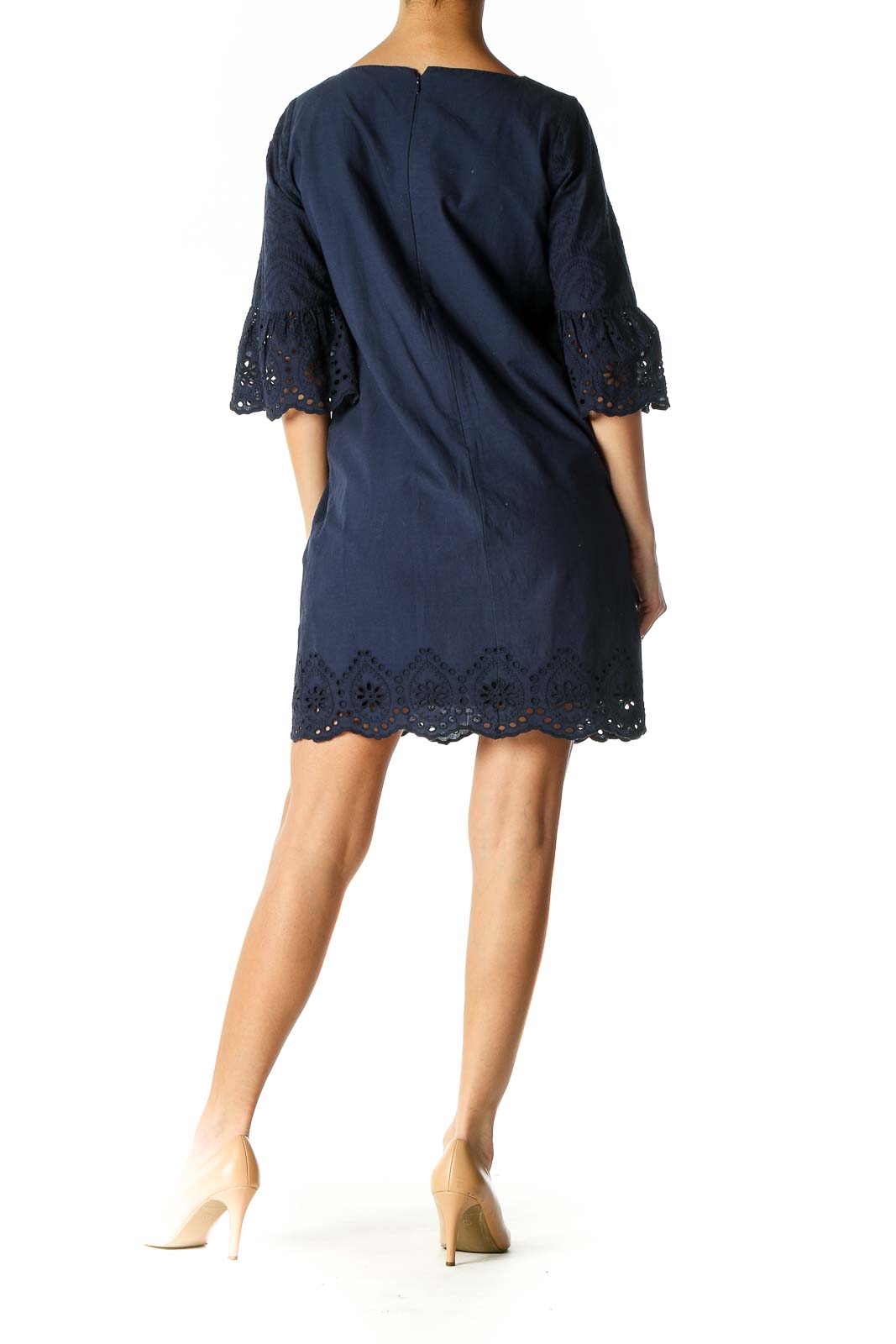 Blue Solid Shift Dress