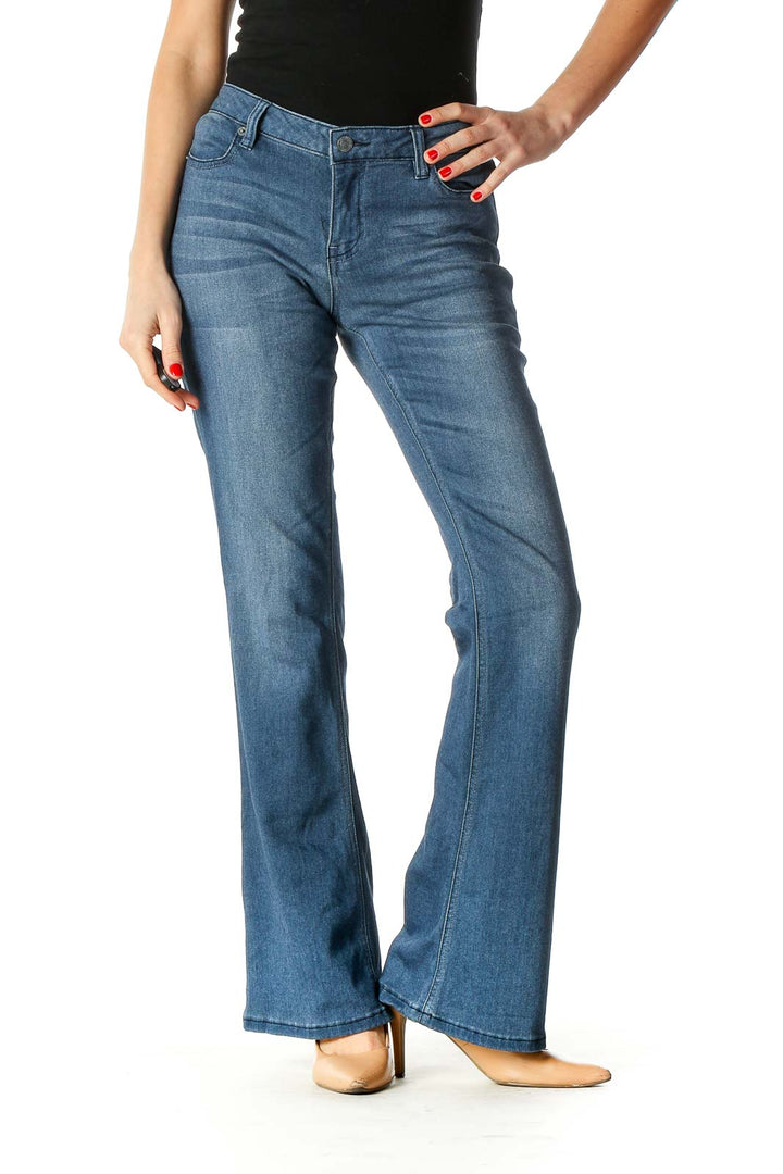 Blue Casual Bootcut Jeans