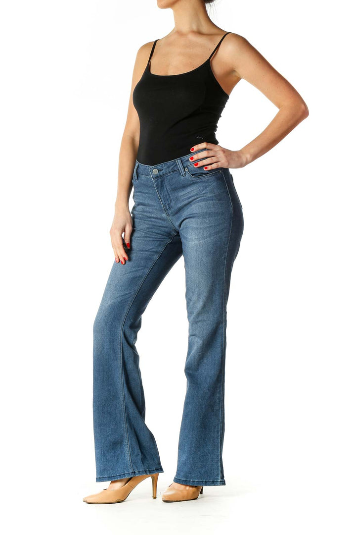 Blue Casual Bootcut Jeans