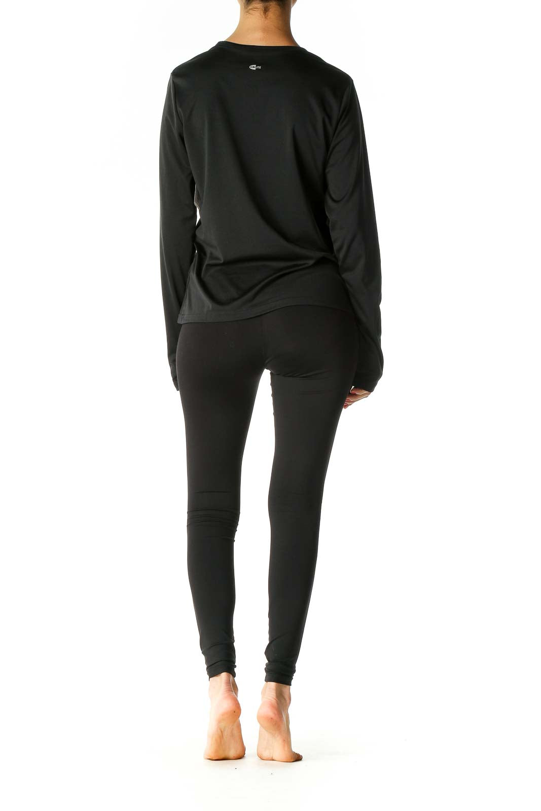 Black Solid Long Sleeve Top