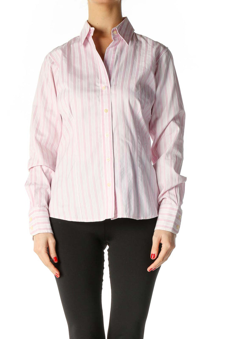 Beige Striped Formal Shirt