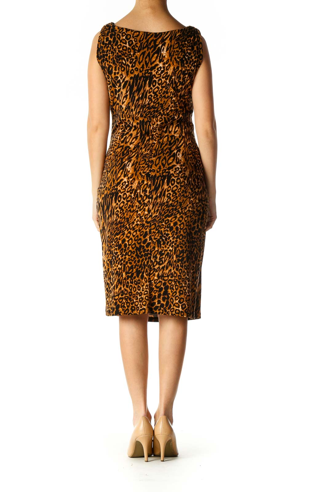 Brown Animal Print Bohemian Sheath Dress