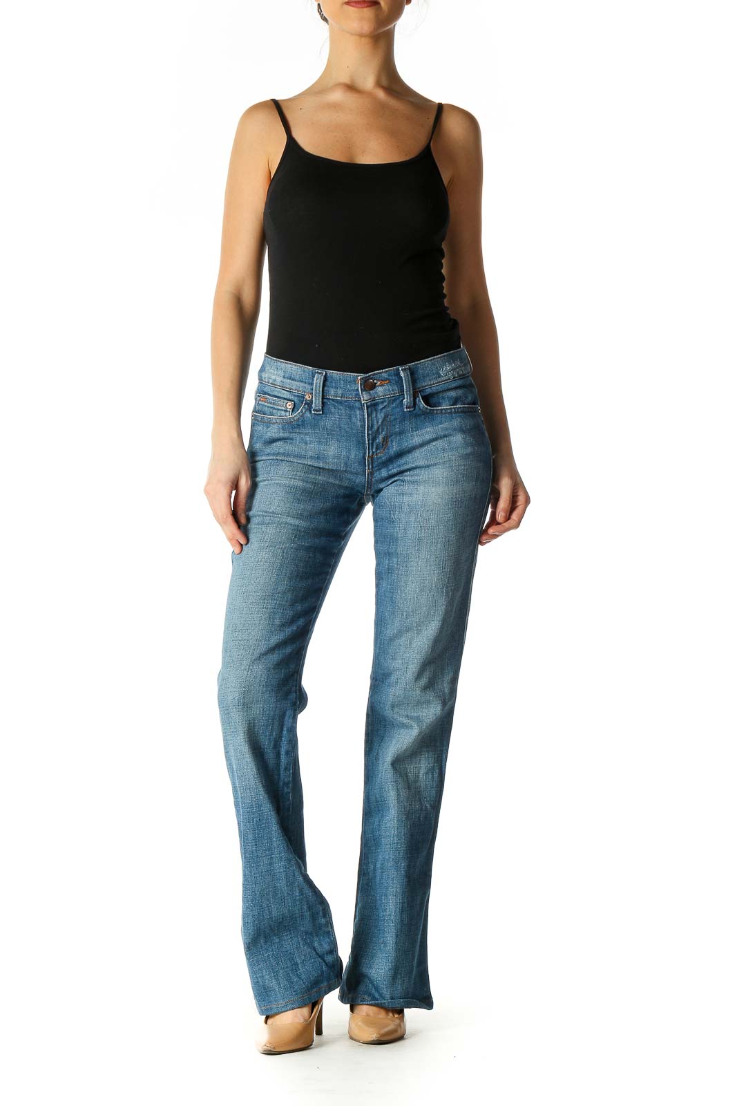 Blue Casual Bootcut Jeans