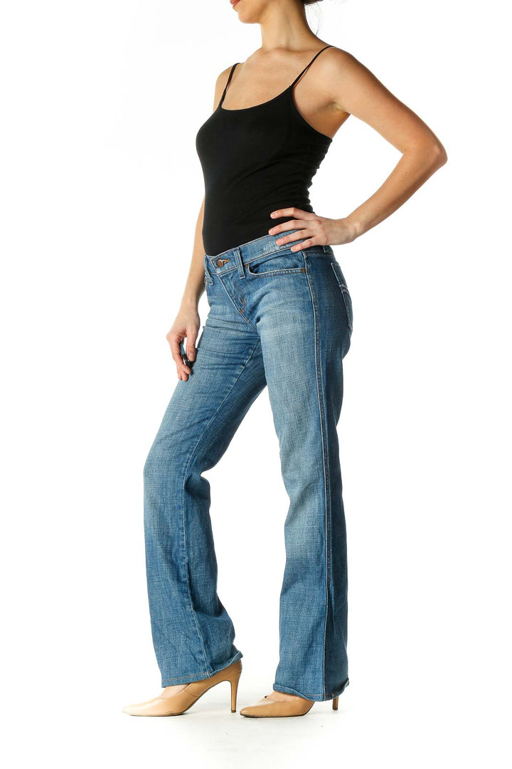 Blue Casual Bootcut Jeans