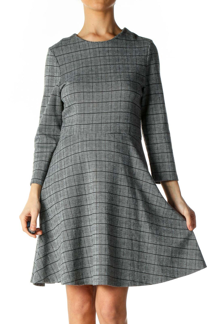 Gray Textured Holiday A-Line Dress