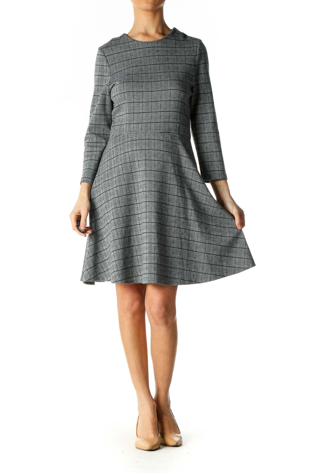 Gray Textured Holiday A-Line Dress