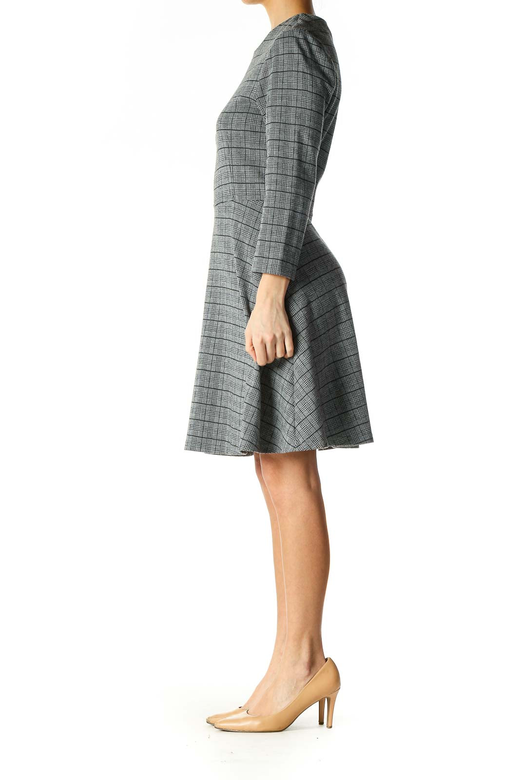 Gray Textured Holiday A-Line Dress