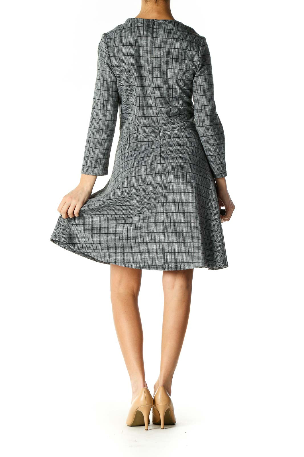 Gray Textured Holiday A-Line Dress