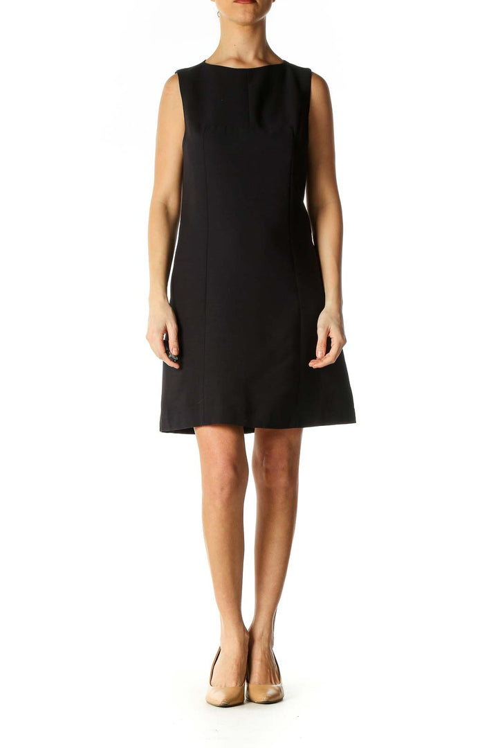 Black Solid Classic A-Line Dress