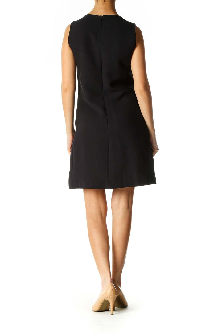 Black Solid Classic A-Line Dress